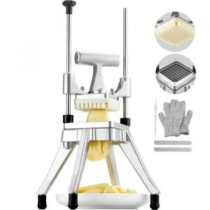 Hachoir &Agrave; L&eacute;gumes Et Fruits Commercial-Duoku-Lame De 3/8 Po-Coupe-Frites Et D&eacute;s Professionnels Robustes-Acier Inoxydable-Argent - Neuf