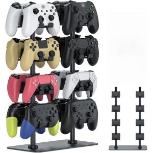 Support de manette pour 16 manettes de jeu [capacit&eacute; maximale] Support pour manette de jeu avec base en aluminium pour PS5, PS4, Nintendo Switch, Xbox et tous les supports de casque, noir - Neuf