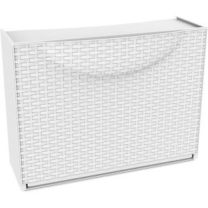 Kgabery-Étagère À Chaussures Harmony Box,Blanc Avec Finition En Rotin,51x19x39 Cm - Neuf