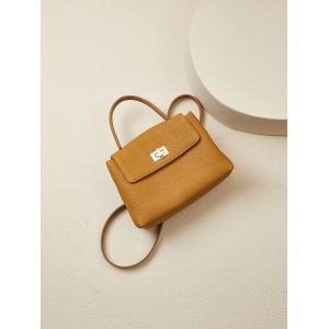 Sac à main en cuir souple orange jaune français, mini sac à bandoulière, nouvelle collection printemps-été, sac pour téléphone portable, sac à bandoulière en veines de litchi pour femme - Neuf