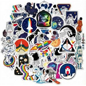 acdsgd-50 Autocollants de pour NASA Espace Explorer Vinyle Stickers,Stickers R&eacute;utilisables Haute Qualit&eacute;, Imperm&eacute;ables UV pour Ordinateur Portable, Valise, Skateboard, D&eacute;coration Chambre - Neuf