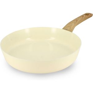 Kalanka-- Poêle 24cm Colorama Crème - En Aluminium - Revêtement Antiadhésif En Céramique - Tous Feux Dont Induction - Neuf