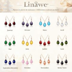 Linawe Ensemble De Bijoux, Bijoux De Mariée, Bijoux De Mariage, Bijoux De Mariée, Boucles D'oreilles Suspendues Et Pendentifs, Collier Pour Femmes, Disponible En Argent, Or Et Or Rose - Neuf