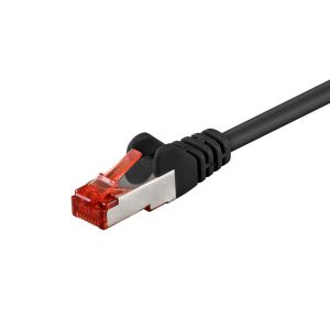 TIANYI-Goobay 92747 Câble CAT 6 Câble réseau Lan pour Gigabit Ethernet S-FTP Câble patch double blindage avec connecteur RJ45, 2 m, noir - Neuf