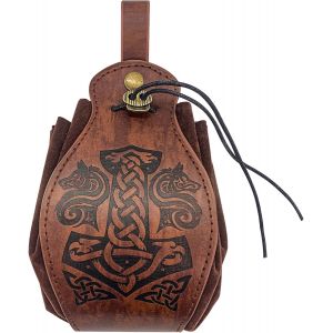 CAUC-Sac &agrave; main vintage en cuir synth&eacute;tique avec cordon de serrage, petite pochette m&eacute;di&eacute;vale pour pi&egrave;ces de monnaie, porte-monnaie, sac cadeau pour homme et femme, Style-2, Taille unique, Porte-monn - Neuf