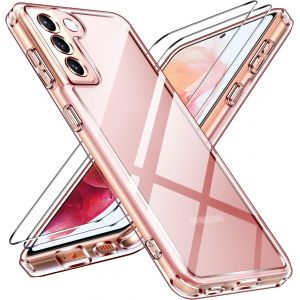 Anti-Jaunissement HD Clair Coque pour Samsung Galaxy S21 5G avec 2 Pi&egrave;ces Verre Tremp&eacute;, [Protection Militaire] Transparente &Eacute;tui de Protection Antichoc Mince Bumper Housse - Neuf