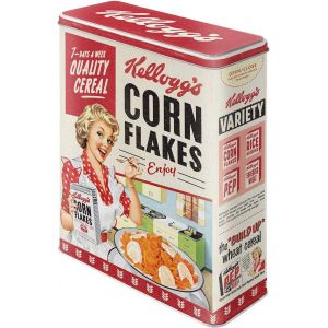 KALANKA-Kellogg's Bo&icirc;te de Conservation r&eacute;tro XL 4 l &iquest; Corn Flakes Quality Cereal &iquest; Id&eacute;e Cadeau pour la Cuisine, bo&icirc;te de Rangement pour cornflakes, Design Vintage - Neuf