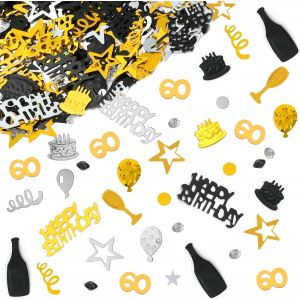 Confettis Deco, Confetti Anniversaire Decoration Fete 30g, 60 Ans, Or Noir Argent Confettis Anniversaire Nombre ?toile De Table Deco, pour Anniversaires Carnaval F&iquest;&ordm;te D&iquest;&iquest;corations De Table - Neuf