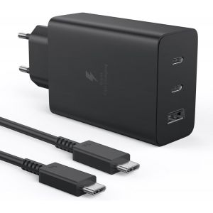 65w Chargeur Rapide,3 Ports Usb C Chargeur Pd+Qc Prise Adaptateur Avec Usb C To C 2m Câble Pour Samsung Galaxy S24 Ultra/S24+/S24/S23/S22/S21/A55/A54,Iphone 16/15/14,Ipad Pro/Air,Pixel7,Macbook - Neuf