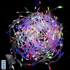 KAL-Guirlande Lumineuse Solaire, 10M 370Leds Guirlande Lumineuse Extérieure Avec Télécommande, Ip65 Étanche Guirlande Lumineuse, 8 Modes Lumières De Noël Pour Jardin Patio Mariage Fête - Neuf