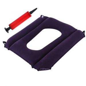 Coussin Carré Gonflable Confort Respirant Coussin de Siège à Air Gonflable et Gonfleur (Noir) pour Assise Toilette Bureau Chaise d'école Fauteuil Roulant, Post-partum Soulager la Pression - Neuf