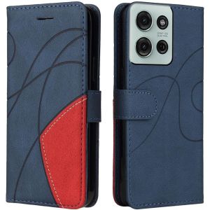 KAL-&Eacute;tui De Protection Pour Motorola Moto G75 5G En Pu Et Tpu - Style Vintage, Anti-Choc, Fermeture Magn&eacute;tique, Style Livre, Porte-Feuille, Bleu - Neuf
