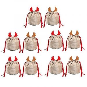 10pcs De No&euml;l Renne Bonbons Cadeau Sac De Sacs De Cordon De Serrage Sacs-Cadeaux - Neuf