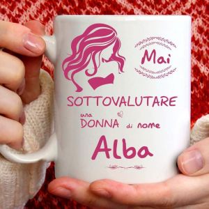 Eryi-Mug Alba Amusant Pour Petit-Déjeuner, Thé, Tisana, Café, Cappuccino. Gadget Tasse Personnalisée : Ne Sous-Estimer Pas Une Femme De Nomalba. Également Comme Idée Cadeau Originale Et Amusante. - Neuf