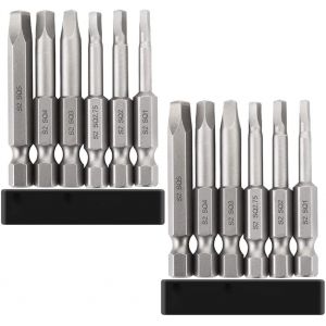 CHECARZHN--NO1-12 Pièces Embouts De Tournevis Magnétiques À Tête Carrée Pour Perceuse-Visseuse, Embout Carré Visseuse S2 Acier, Hex Tige Embouts De Vis Magnétique, Sq1, Sq2, Sq2.7, Sq3, Sq4, Sq5 - Neuf