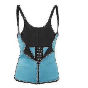 3 Clip & 1 Zip 6 Steel Boned Waist Trainer Corset Sport Workout Body Shaper Tummy Control-L-Blue - Neuf