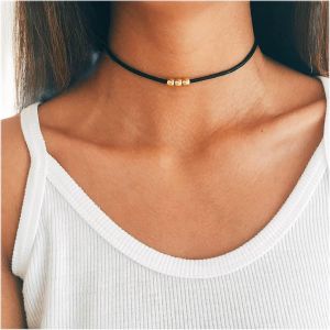 Kal-Collier Ras Du Cou En Velours Noir Collier Ras Du Cou En Daim Noir Collier Ras Du Cou En Velours Vintage Minimaliste Bijoux Pour Femmes Et Filles Cadeaux(Doré) - Neuf