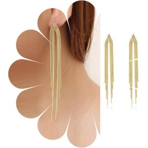 Kal-Boucles D'oreilles Bohème En Chaine À Pampilles De Serpent Boucles D'oreilles En Chaine À Pampilles En Or Boucles D'oreilles Longues Franges Boucles D'oreilles Chandelier Boucles D'oreilles - Neuf