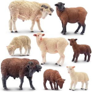 Sansh-8 Pièces Figurines De Mouton Mérinos Figurines D'animaux De Ferme Pour Figurines D'animaux De Forêt En Plastique Pour Enfants Garçons Filles - Neuf