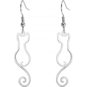 Kal-Boucles D'oreilles De Chat Minimaliste Pendentif De Chat Assis Bijoux Comm&eacute;moratifs De Chat Pour Les Femmes Et Les Hommes - Neuf