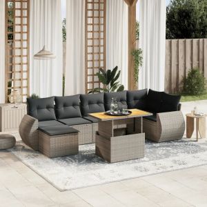 Prolenta Premium - Salon De Jardin 8 Pcs Avec Coussins Gris R&eacute;sine Tress&eacute;e - Neuf