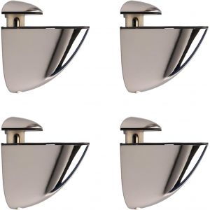 4 Pi&egrave;ces Support d'&Eacute;tag&egrave;re en Verre R&eacute;glable, Support d'&Eacute;tag&egrave;re en Verre, Support Mural pour &Eacute;tag&egrave;re en Verre, Convient pour Vitrine, Ouverture et Fermeture en Verre(Argent) - Neuf