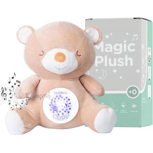 Kalanka-- Peluche Bruit Blanc Bebe Et Veilleuse Musicale Et Lumineuse, Jouet B&eacute;b&eacute; Projecteur Avec 15 Berceuses Pour Dormir, Cadeau Naissance Original Pour Fille Et Gar&ccedil;on (Ours) - Neuf