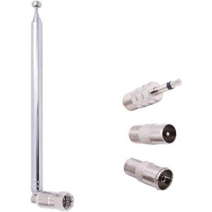 Kit D'antenne T&eacute;lescopique FM 75 Connecteur de Type F Asym&eacute;trique Antenne de Remplacement pour Radio Dab pour R&eacute;cepteur Radio TV AM FM St&eacute;r&eacute;o (76 cm / 30 ") - Neuf