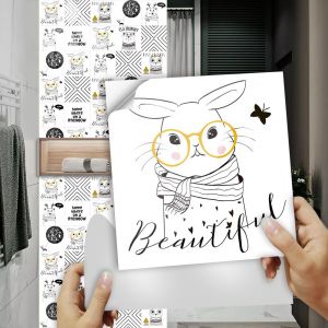 10 PCS Papier Peint Carrelage Autocollant Stickers de tuiles pour animaux 10 x 10 cm Style Mosaïque Sticker Mural Film Décoratif Imperméable pour Carreaux de Mur de Salle de Bains et de Cuisine - Neuf