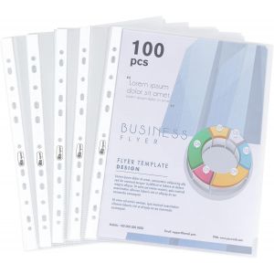 ERYI-100 Pochettes Perforée Perforées A4, 160 Microns Qualité Transparent Pochettes Plastiques Pour Protéger Le Papier, Les Fichiers Et Documents, Ouverture Sur Le Haut - Neuf