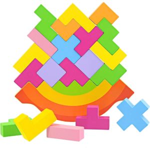 Jeux en Bois Jouets &agrave; Empiler-Blocs d'&eacute;quilibrage Jeux Toddler Jouets &eacute;ducatifs-Jeux Montessori & Cadeau pour Enfants - Neuf