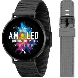 Amoled Series 42 Montre Connectée Ultra Fine Pour Homme Et Femme Avec Gps, Fréquence Cardiaque, Moniteur De Sommeil, Compteur De Pas, Maille Noire Et Bracelet En Silicone Gris Pour[Z1675] - Neuf