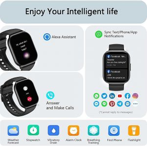 Montre Connect&eacute;e Homme Femme, 2.1"" Smartwatch avec 113+ Modes Sportifs, Etanche IP68 Montre Connect&eacute;e Sport avec Podometre/Cardio/Moniteur de Sommeil pour iOS/Android(Tress&eacute; Noir) - Neuf
