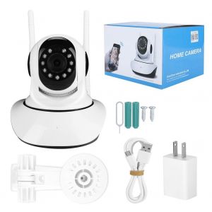 Camera de securite IP panoramique et inclinable Wi-Fi 1080p, vision nocturne infrarouge sans fil, 110 V-240 V, Etats-Unis - Neuf