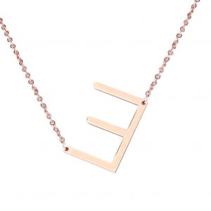 Colliers Tendance En Acier Inoxydable Avec Pendentif En Forme D'alphabet, Or Rose E - Neuf