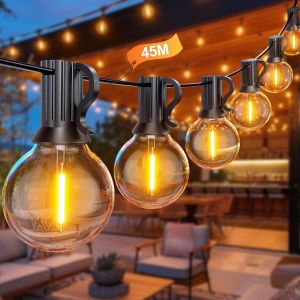 Aiou-Guirlande Lumineuse Exterieure 45m,24v Guirlande Guinguette Avec G40 75+2 Led Ampoules,Imperméable Guirlande Exterieur Pour Terrasse Eté Jardin Patio Fête Mariage Pergola - Neuf