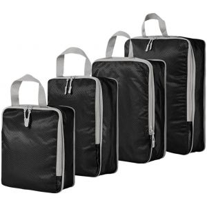 Lot De 4 Cubes D'Emballage De Compression Pour Val , Sacs De Rangement Extensibles Pour Bagages, Accessoires De Voyage (Noir) - Neuf