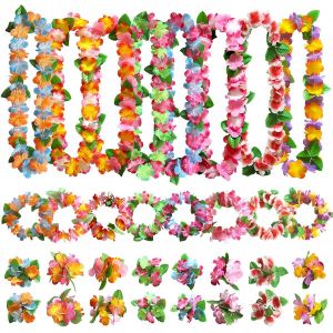 lbgwp60-32 Pièces Leis Décorations Collier De Fleurs, Bracelets Bandeau, Pour Thème De Fête Hawaïenne Tropicale Beach Party Hawaiian Night Bar Vacances À La Plage - Neuf