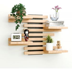 Jexnovashop-Tag&egrave;re Murale Flottante Modulable En Tasseaux Bois Massif - Tablette D&eacute;coration Design Pour Chambre, Cuisine, Salon, Salle De Bain - D&eacute;co Maison Cocooning - Support Livre, &Eacute;pices, Plante - Neuf