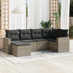 Prolenta Premium - Salon De Jardin 6 Pcs Avec Coussins Gris Clair R&eacute;sine Tress&eacute;e - Neuf