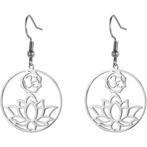Kal-Boucles D'oreilles Lotus Symbole Om Émaillé - Bijoux Spirituels Cadeaux Été Printemps - Neuf