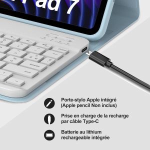 Clavier Pour Xiaomi Pad 7 11.2"" 2025, Coque Pour Xiaomi Pad 7/7 Pro 2025 Avec Azerty Français Clavier Bluetooth Avec Fente Pour Stylo Pour Tablette Xiaomi Pad 7/7 Pro 11.2"", Bleu Ciel - Neuf