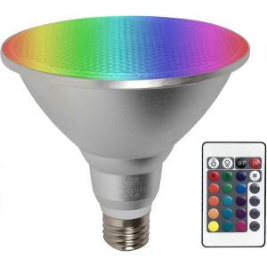 Ampoule Led Par38 &Agrave; Changement De Couleur Et Intensit&eacute; Variable, 30 W, Culot E27, T&eacute;l&eacute;commande + Couleurs Rgb, Lampe &Eacute;tanche Pour Int&eacute;rieur/Ext&eacute;rieur - Neuf