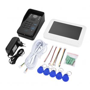 Visiophone filaire avec mot de passe, interphone video, moniteur, sonnette de porte filaire 7 pouces (prise UE) - Neuf