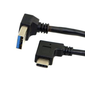 réversible USB 3.1 type C USB-C coudé vers coudé à 90 ° A mâle câble de données pour MacBook et tablette et téléphone portable 30 cm - Neuf