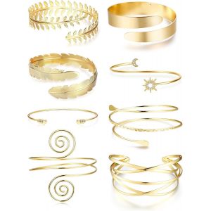 Eryi-8 Pièces Bracelets De Bras Bracelet Manchette Pour Femmes Egirls Or Brassard Réglable Ensemble Minimaliste Simple Grec Brassard Bijoux De Mariage - Neuf