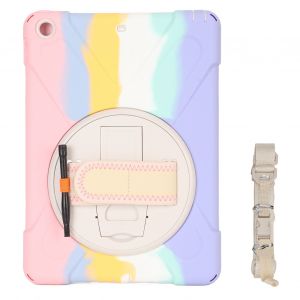 Etui Pour Tablette En Silicone Rigide Pc, Decoupes Precises, Sangle Reglable, Support Rotatif, Etui Pour Tablette Ios 9,7 Pouces 2017 2018, Rose Colore - Neuf