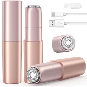 Oayew-Rasoir Visage Femme Electrique Rechargeable: 2 T&ecirc;tes Rechange Tondeuses Femmes Rasoir Visag Doux Et Indolore, Epilateur Visage Femme, Design Compact, Pour Duvet, Joues, Menton, Bras - Neuf