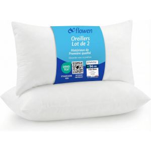 Ulteronixshop-Oreiller 50x70 Lot De 2 Pour Le Lit Coussins Pour Dormir Et D&eacute;coratifs Antiallergiques Anti-Acariens Et Rafraichissant Rectangulaire Taie D'oreiller Blanc En Polyester - Neuf