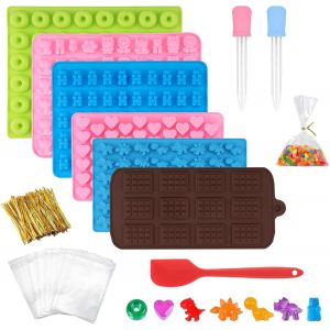 Ayuhr-6 Pièces Moules À Bonbons En Silicone, Moule Bonbon, Moule À Chocolat En Silicone, Plateaux À Glaçons Moules À Bonbons À Gummy Pour Faire Bonbons Gommeux Gelée Chocolat - Neuf